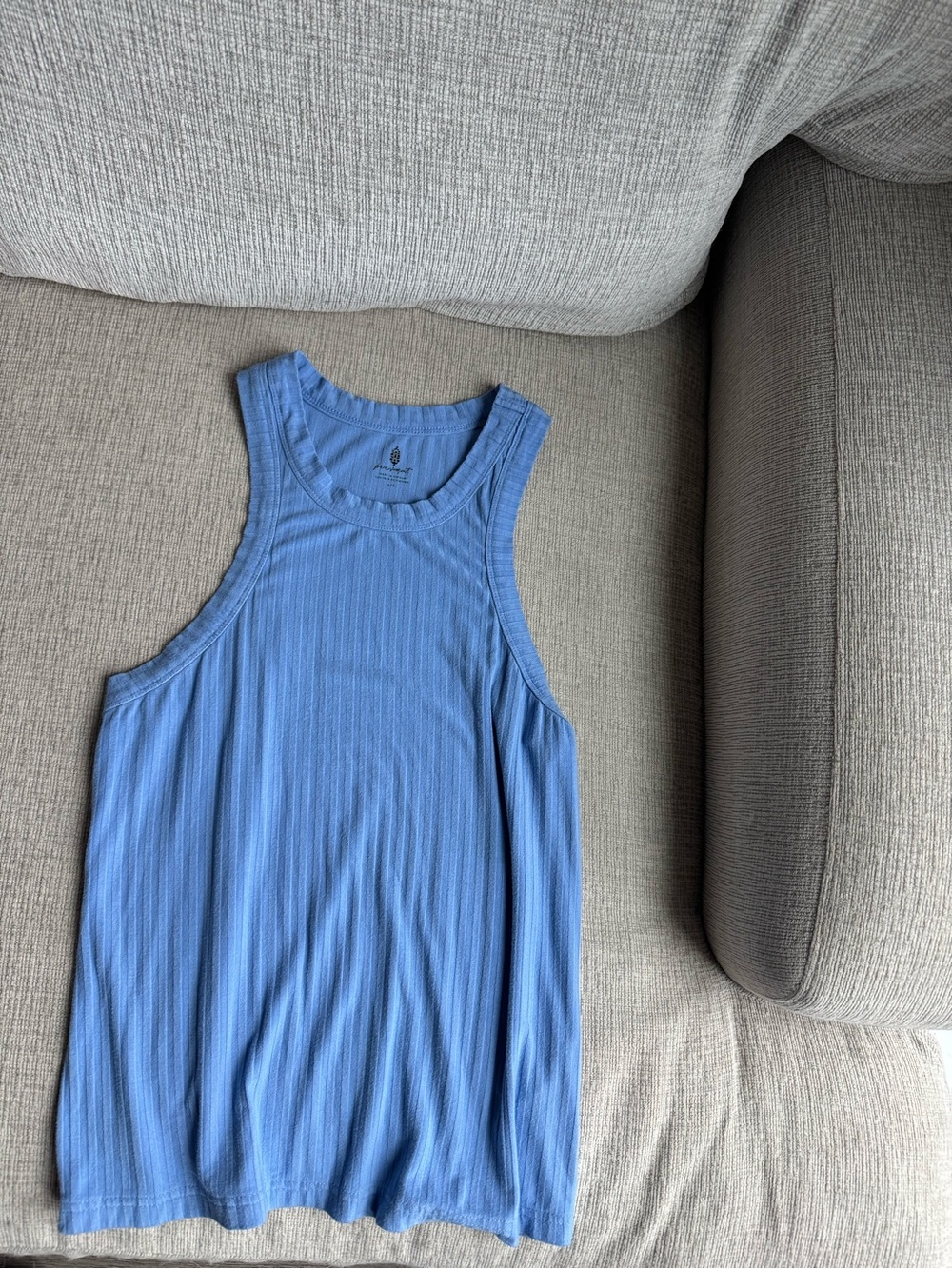 Ribbed Free People Ribbed Racerback Tank Top in Blue